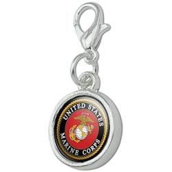 GRAPHICS & MORE Marines USMC Emblem Black Yellow Red Officially Licensed Antiqued Bracelet Pendant Zipper Pull Charm with Lobster Clasp