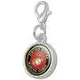 GRAPHICS & MORE Marines USMC Emblem Black Yellow Red Officially Licensed Antiqued Bracelet Pendant Zipper Pull Charm with Lobster Clasp