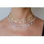 LAVLA Dainty Butterfly Choker Necklace - Gold/Rose Gold/Silver Plated 3mm Bling Iced Out Cubic Zirconia Tennis Chain With Butterfly Charm/Square CZ 14inch+2inch
