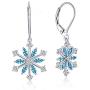 JO WISDOM 925 Sterling Silver White/Blue CZ Snowflake Leverback Earrings Drop & Dangle Earrings