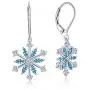 JO WISDOM 925 Sterling Silver White/Blue CZ Snowflake Leverback Earrings Drop & Dangle Earrings JO WISDOM 925 Sterling Silver White/Blue CZ Snowflake Leverback Earrings Drop & Dangle Earrings