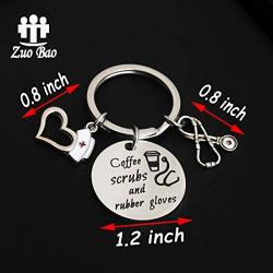 Zuo Bao Funny Nurse RN Gift Nurses Day Gift Doctor Nursing Jewelry Nurse Appreciation Coffee Scrubs and Rubber Gloves Keychain Nurse Life Gift