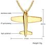 VNOX Stainless Steel Paper Airplane Plane Pendant Necklace,Gold Plated,Free Chain 24''