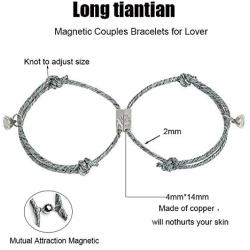 Couple Magnetic Bracelet Set Mutual Attraction Rope Braided Couple Valentines Day Bracelets Gift Jewelry Set for Couple Women Men His and Hers