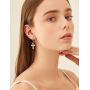 Dangle Cross Earrings for Women 14K Rose Gold Plated Hoop Huggie Cross Drop Earrings Baguette Cubic Zirconia Dangling Earring Hypoallergenic Jewelry Gifts for Girls