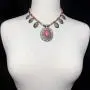 Gypsy Jewels 7 Natural Stone Flair Western Style Detailed Silver Tone Statement Necklace & Dangle Earrings Set Gypsy Jewels 7 Natural Stone Flair Western Style Detailed Silver Tone Statement Necklace & Dangle Earrings Set
