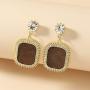 Sinkcangwu Rhinestone Leather Drop Earrings Statement Jewelry Luxury Crystal Earrings Female Wedding Party Gift Accessories Brincos
