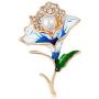 TULIP LY Beautiful Enamel Crystal Flower Lily Brooch Pearl Brooch Pins Elegant Gold Tone Flower Brooches Colorful Intertwining Flower Plant Fashion Pin Brooch Safty Shawl Pin Clip for Wedding Banquet