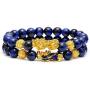 BOMAIL Feng Shui Good Luck Bracelets- Natural Tiger Eye Stone Healing Energy Pixiu Dragon Charm Beaded Bracelet Attach Wealth Money Jewelry