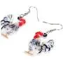 NEWEI Acrylic Floral Cute Rooster Chicken Earrings Dangle Drop Fashion Farm Animal Jewelry for Girls Women Ladies Gift