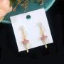 Sweet Dancing Girl Long Stud Earrings for Teen Girl Temperament Inlay Rhinestone Ballerina Drop Dangle Earrings for Women Jewelry