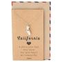 Quan Jewelry California State Necklace, Handmade California Map Pendant Charm, Inspirational Necklace with Greeting Card (Silver)