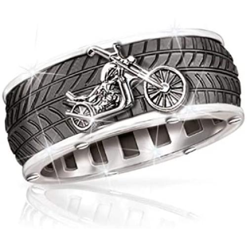 Motorcycle Ring for Men, Tire Tread Motorcycle Ring, Motorcycle Biker Ring for Men, Groove Ring, Hip Hop Ring, Punk Rock Ring Jewelry Gift for Men Boys