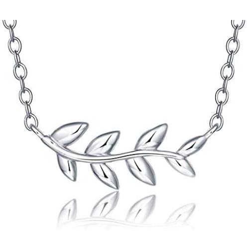 TRENSYGO Olive Leaf Necklace, Olive Leaf Gifts, Olive Leaf Jewelry, Plant Necklace, Olive Tree Branch Leaf Pendant Necklace, Weed Necklace