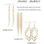 ORAZIO 3 Pairs Dangle Earrings for Women Double Twist Wave Drop Long Tassel Earrings