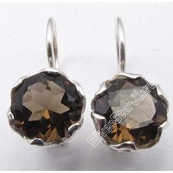 SilverStarJewel Solid Sterling Silver Natural Smoky Quartz Pierced Earrings 0.7''