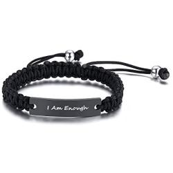 XUANPAI Stainless Steel Inspirational Motivational Bracelet Handmade Braided Rope Wrist Bangle Inspirational Gifts for Women,Girl