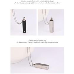 UNY black&white Rectangle Cremation Jewelry Urn Necklace pet Memorial Zircon inlaid Pendant keepsake