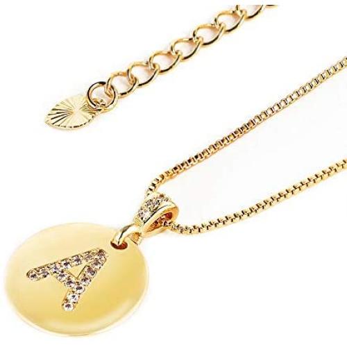 Initial Name Necklace 14K Gold Pendant Chain for Women Letter Necklace for Teen Girls