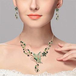 EleQueen Womens Austrian Crystal Butterfly Flower Leaf Necklace Earrings Set