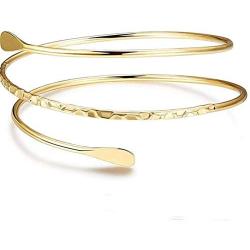 The Woos 3 Pcs Coil Upper Arm Cuff Open Arm Bracelet Gold Tone Adjustable Metal Punk Filigree Swirl Boho Armband Bangle Arm Band Jewelry