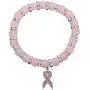 CENWA Breast Cancer Awareness Bracelet Pink Rhinestone Ribbon Charm Beads Bracelet Breast Cancer Support Gift