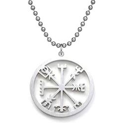 jewelry world Stainless Steel Viking Icelandic Vegvisir Helmet Horror in Runic Circle Pendant Necklace Magical Staves Compass Rune Amulet Necklace