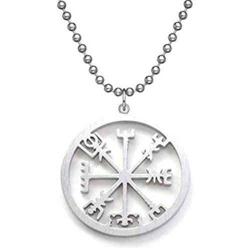 jewelry world Stainless Steel Viking Icelandic Vegvisir Helmet Horror in Runic Circle Pendant Necklace Magical Staves Compass Rune Amulet Necklace
