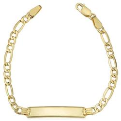 KoolJewelry 14k Yellow Gold High Polish Figaro Baby ID Bracelet (5.5 inches long)