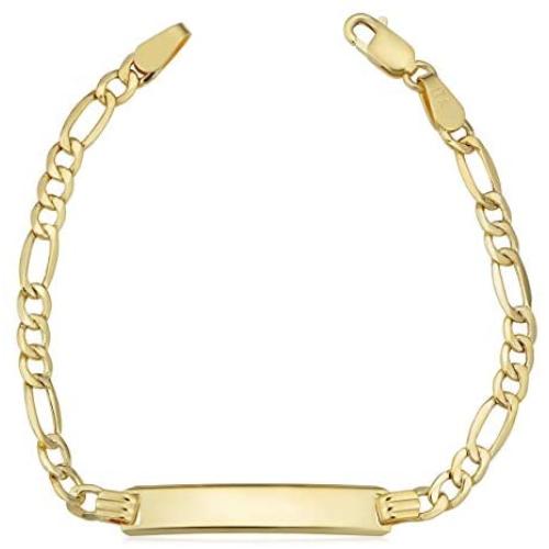 KoolJewelry 14k Yellow Gold High Polish Figaro Baby ID Bracelet (5.5 inches long)