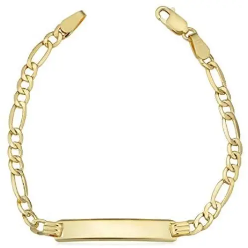 KoolJewelry 14k Yellow Gold High Polish Figaro Baby ID Bracelet (5.5 inches long) KoolJewelry 14k Yellow Gold High Polish Figaro Baby ID Bracelet (5.5 inches long)