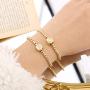 Gold Initial Bracelets for Women Girls, 14K Gold Plated Handmade Letter Bead Bracelet Personalized Initial Gold Bracelets for Women Teen Girls Jewelry Gifts