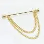 UUDUO Mens 18K Gold Brass Collar Bar with Hanging Chain Tassel Silver Black Circular Column Screw Thread Head Collar Brooch Shirt Tie Bar