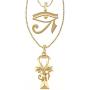 GWOOD Eye on Ankh with Eye of Horus Set Gold Color Pendants with 24 and 30 Inch Box Necklaces