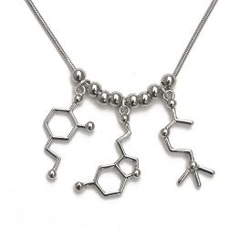 Serotonin Dopamine and Acetylcholine Neurotransmitter Brain Molecule Necklace - Science Jewelry