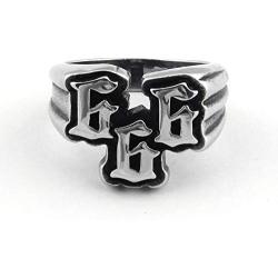 Gungneer Satan 666 Ring for Men Stainless Steel Spiritual Strength Angel Devil Number Satanic Jewelry Accessory