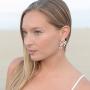Mariell Bridal and Wedding Rose Gold Handmade Dangle Earrings with Clear Crystal Gems and Ivory Pearls