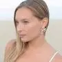 Mariell Bridal and Wedding Rose Gold Handmade Dangle Earrings with Clear Crystal Gems and Ivory Pearls Mariell Bridal and Wedding Rose Gold Handmade Dangle Earrings with Clear Crystal Gems and Ivory Pearls