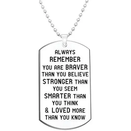 Inspirational Jewelry Necklace- Always Remember You are Braver Than You Believe- Gift for Men Women Inspirational Jewelry Necklace- Always Remember You are Braver Than You Believe- Gift for Men Women