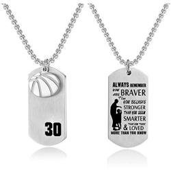 VI.SPORT Basketball Sport Player Number 30 Necklace Dog Tag Pendant Inspiring Jewelry You are Brave
