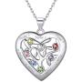 U7 Tree of Life Necklace, Customize Birthstone Jewelry for Women Men,Custom Name Family Branch Tree Pendant in Heart or Round Shape, Personalized 1-5 Names Necklace with Birth Stones,18'', Gift Packed
