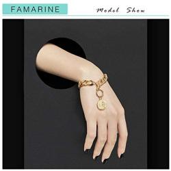 FAMARINE Charm Bracelets for Women 4MM, Gold Chain Cuban Link Mens Bracelet for Teen Girls Friendship Bracelets Gift Toggle Clasp, 18K Gold