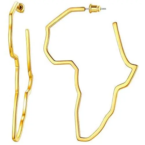 U7 Africa Map Earrings Statement Jewelry Outline Grain Minimalist Platinum 18K Gold Plated Ethnic Style Dangle Drop Earrings for Women Girls,Gift Box Packed U7 Africa Map Earrings Statement Jewelry Outline Grain Minimalist Platinum 18K Gold Plated Ethnic Style Dangle Drop Earrings for Women Girls,Gift Box Packed