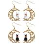2 pieces Gold Plated Sailor Moon Animal Cat Moon Earrings Gift for Girls Women Jewelry