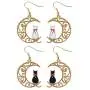 2 pieces Gold Plated Sailor Moon Animal Cat Moon Earrings Gift for Girls Women Jewelry