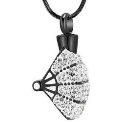 zeqingjw Cremation Urn Necklace for Ashes Fan Shape Crystal Pendant Necklace for Women Memorial Ashes Jewelry Locket