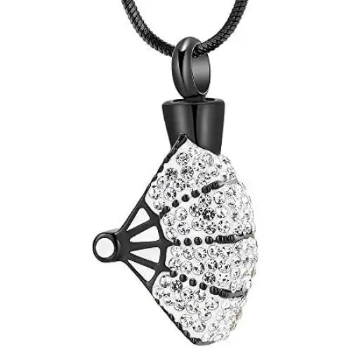zeqingjw Cremation Urn Necklace for Ashes Fan Shape Crystal Pendant Necklace for Women Memorial Ashes Jewelry Locket zeqingjw Cremation Urn Necklace for Ashes Fan Shape Crystal Pendant Necklace for Women Memorial Ashes Jewelry Locket