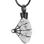zeqingjw Cremation Urn Necklace for Ashes Fan Shape Crystal Pendant Necklace for Women Memorial Ashes Jewelry Locket