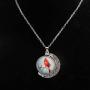 WUSUANED Oval Glass Cardinal Bird Necklace Red Cardinal Bird Memorial Jewelry Family Loss Gift