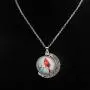 WUSUANED Oval Glass Cardinal Bird Necklace Red Cardinal Bird Memorial Jewelry Family Loss Gift